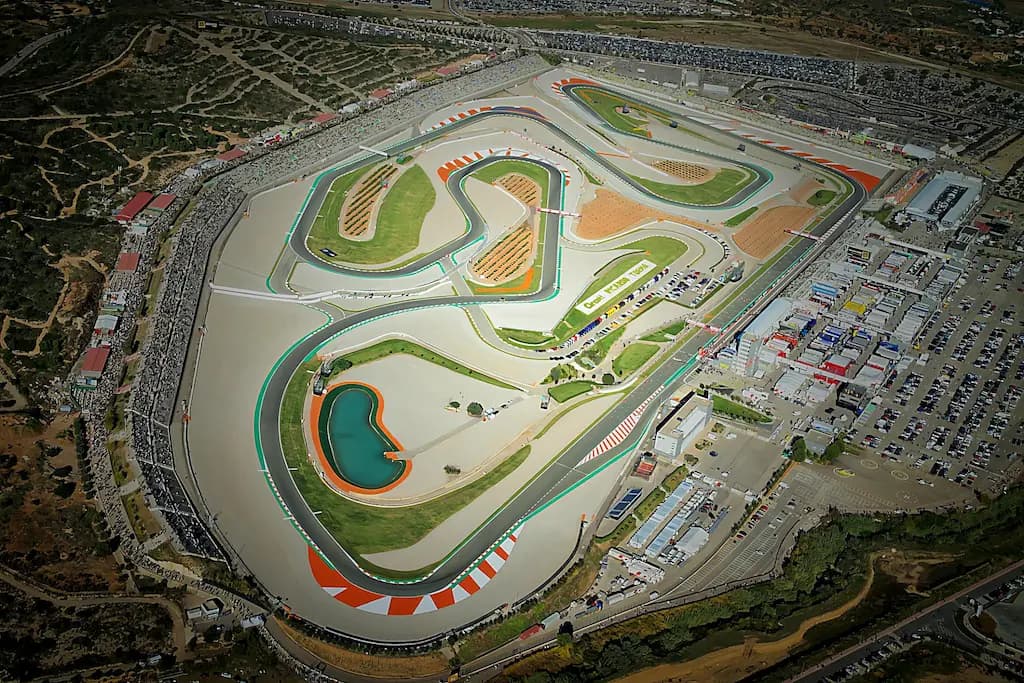 Aerial view of Circuit Ricardo Tormo for MotoGP Valencia motorcycle transport planning