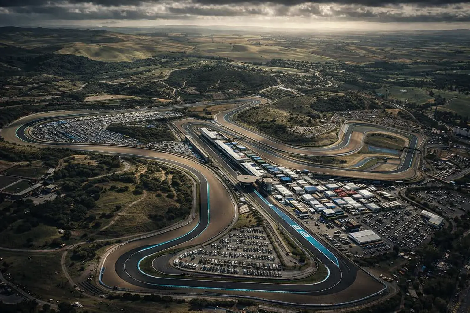 Aerial view of Circuito de Jerez - Angel Nieto for UK riders using fly-and-ride motorcycle transport