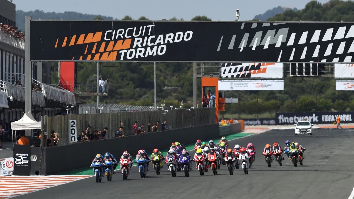 MotoGP Valencia race action at Circuit Ricardo Tormo for motorcycle transport from the UK to Spain