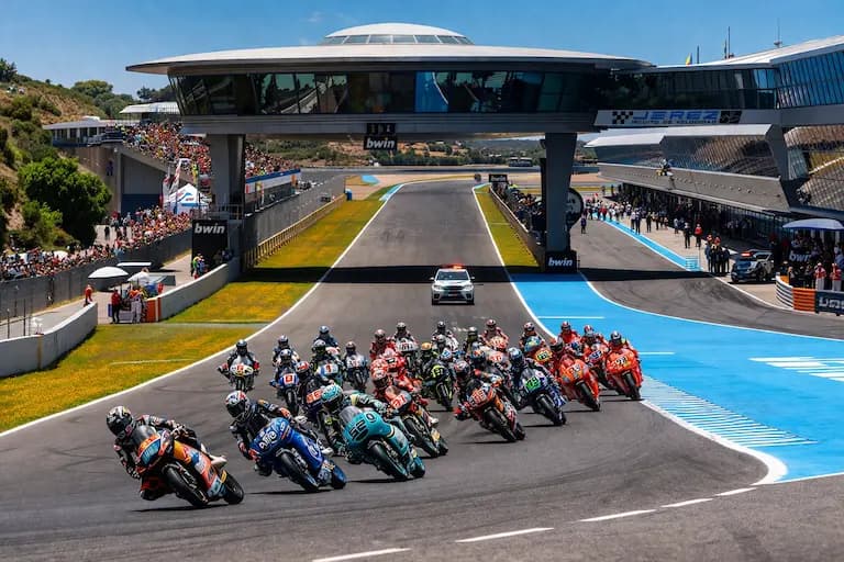 MotoGP race action at Circuito de Jerez – Angel Nieto for Jerez motorcycle transport planning